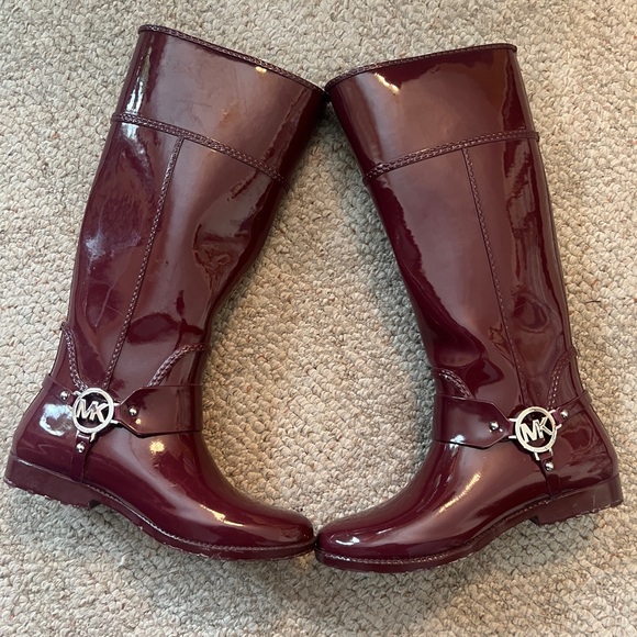 Michael Kors Burgundy Patent Leather Boots - Picture 1 of 4